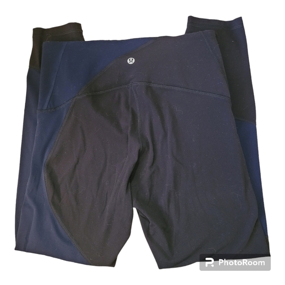 Lululemon Nulu Colourblock High Rise Leggings black true 25" navy 8 - Picture 8 of 9